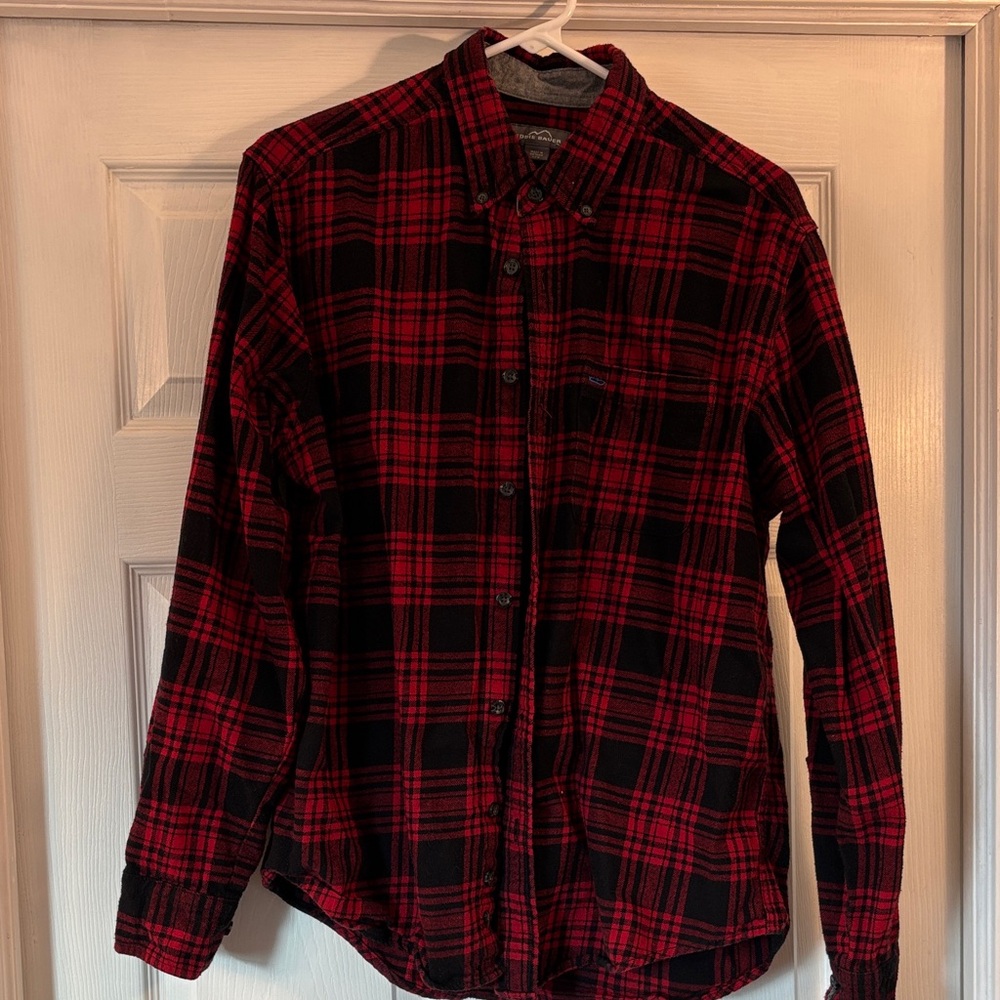 Eddie Bauer Red and Black Plaid Flannel Shirt